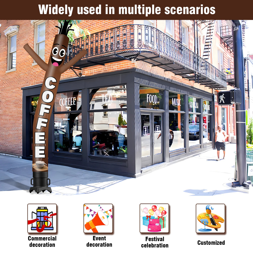 Coffee Series Inflatable Air Dancer Wave Tube Man for Outdoor Parties Festivals New Store Display Accessories Excluded Blower