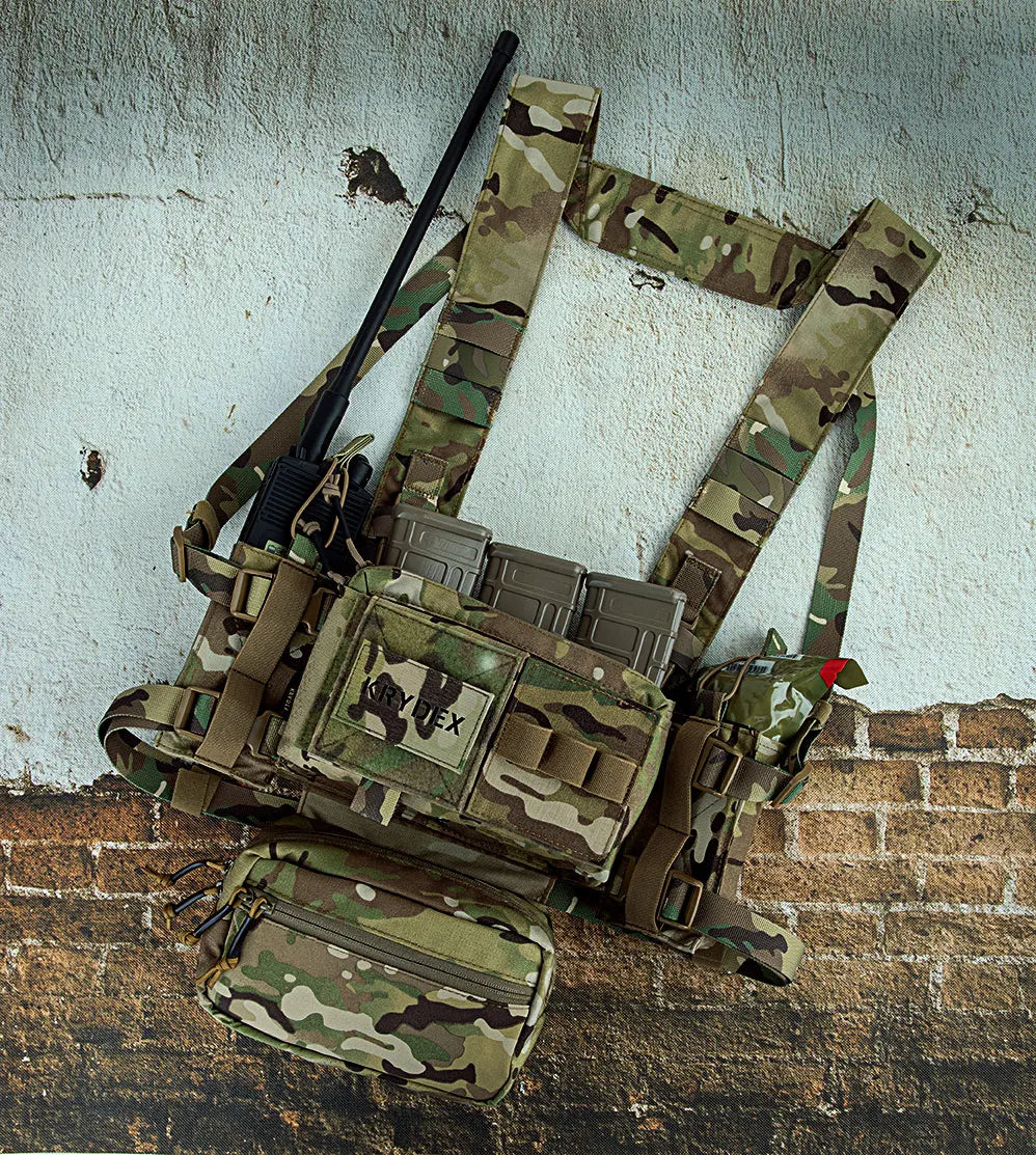 USA Warehouse KRYDEX Tactical Side Radio Pouch Set 2PCS MK3 Elastic Camo Walkie Talkies Carrier Tactical Radio Pouch