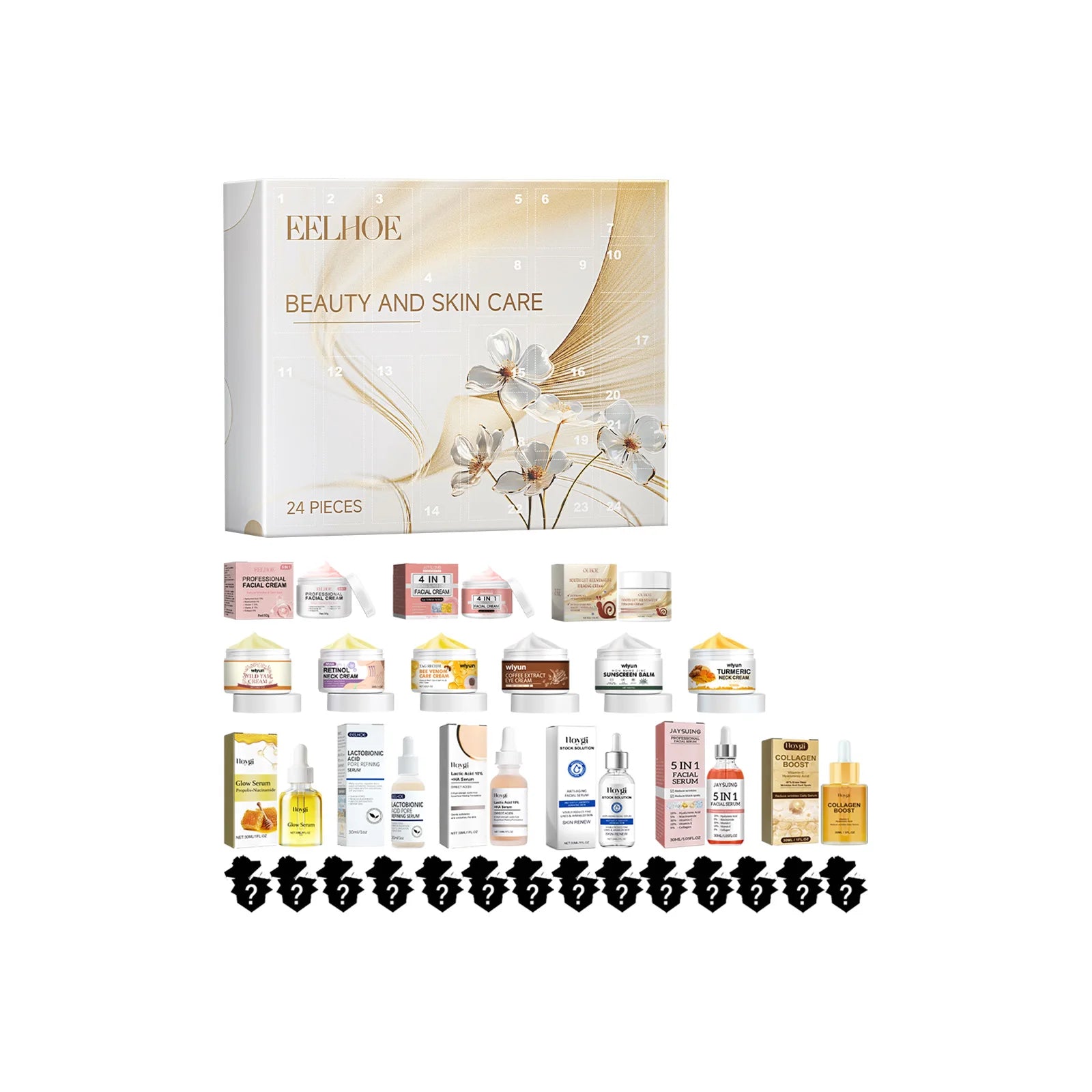 EELHOE 24-Cell Moisturizing Beauty Skincare Set 24-Cell Beauty Blind Box with Surprises