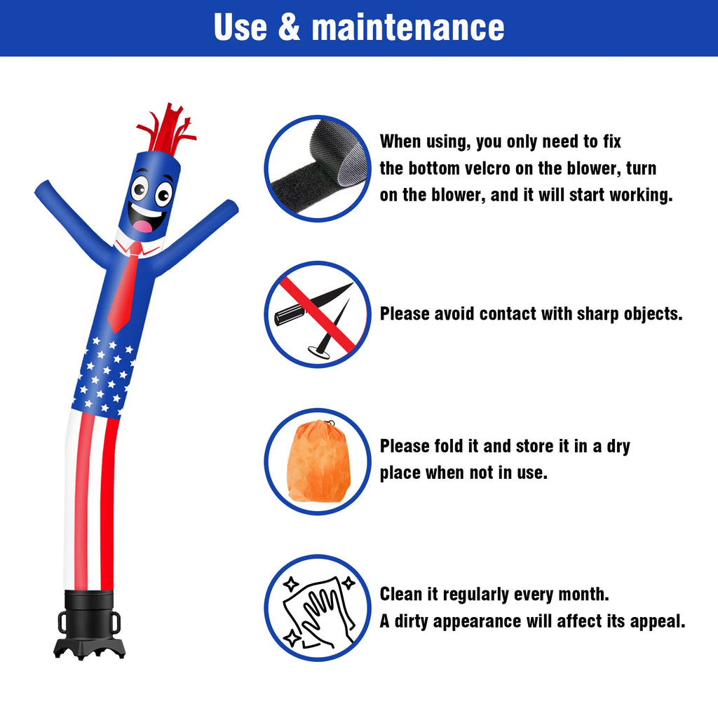 Inflatable Wacky Wave Tube Man Flag Theme, Perfect for Parties, Festivals, Dance Supplies, Aerial Dancers (blower Not Included)