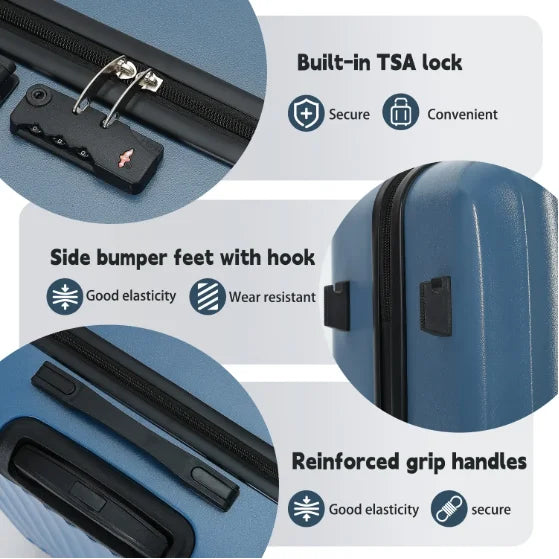 Professional 3-Piece Hardshell Luggage Set Large Capacity Lightweight Expandable Suitcases Double Spinner Wheels TSA Lock for