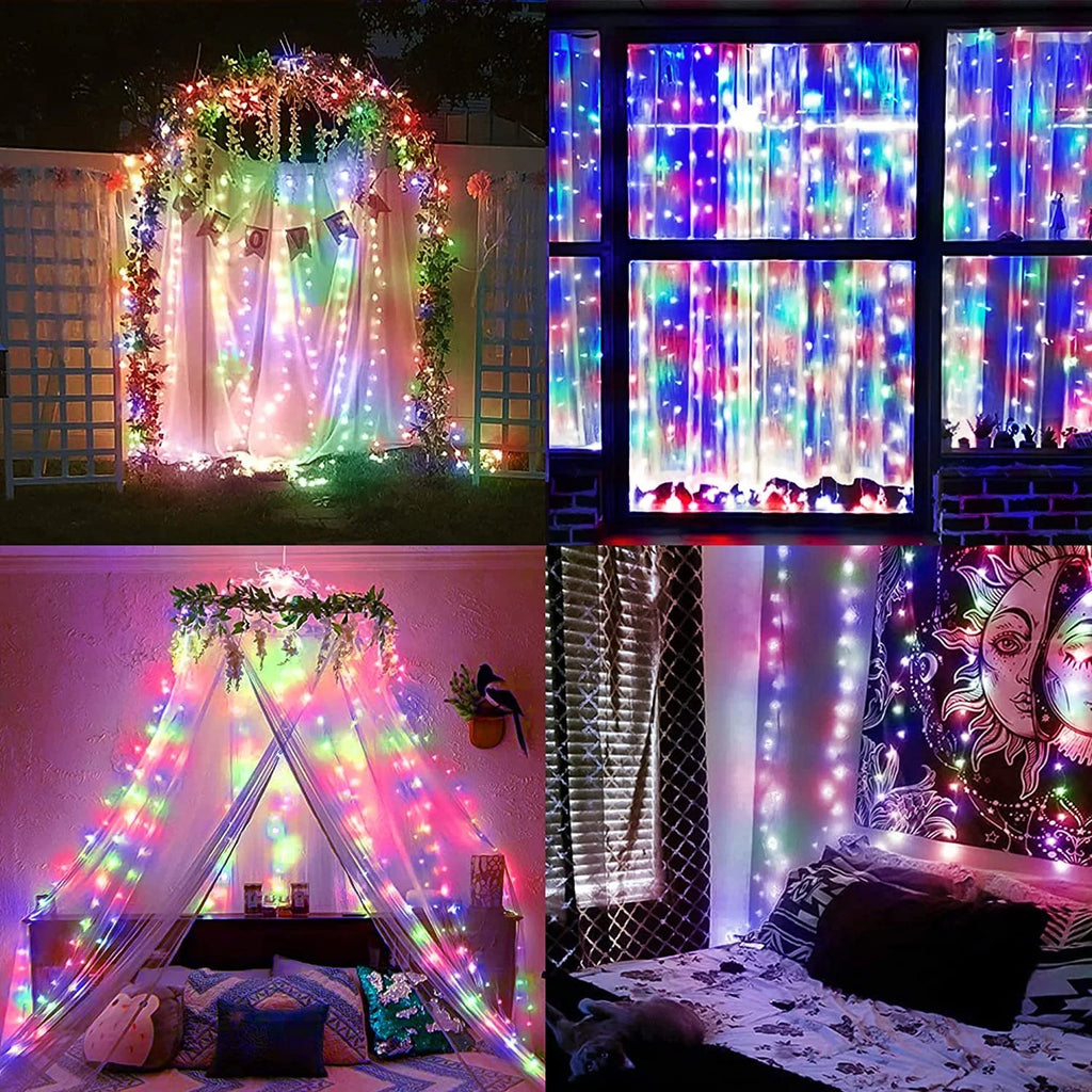 Hot Selling 9.8ft 3x3m Holiday Garden Wedding USB Powered Multicolor RGB Smart Fairy String Christmas LED Curtain Lights