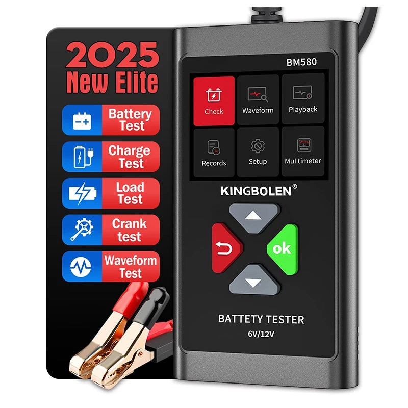 USA EU Warehouse KINGBOLEN BM580 6V 12V Car Battery Tester 100-2000CCA Voltage Tester