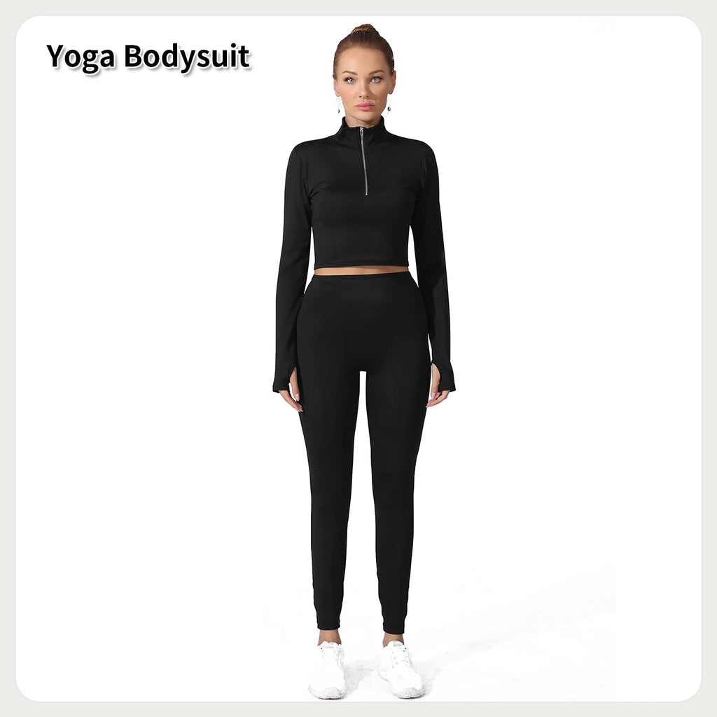 FCJ Women's Stylish Simple Solid Color Yoga Suit