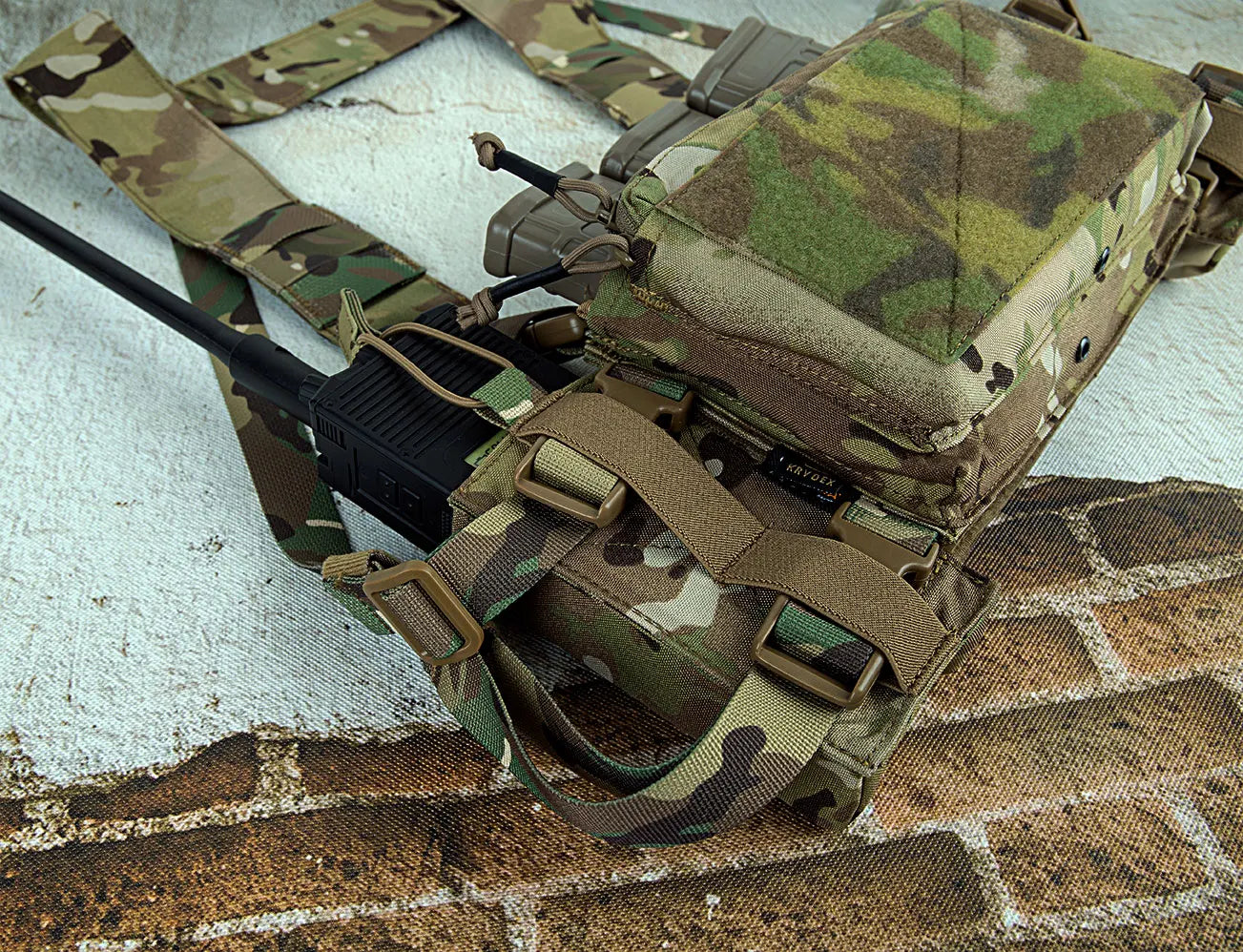 USA Warehouse KRYDEX Tactical Side Radio Pouch Set 2PCS MK3 Elastic Camo Walkie Talkies Carrier Tactical Radio Pouch