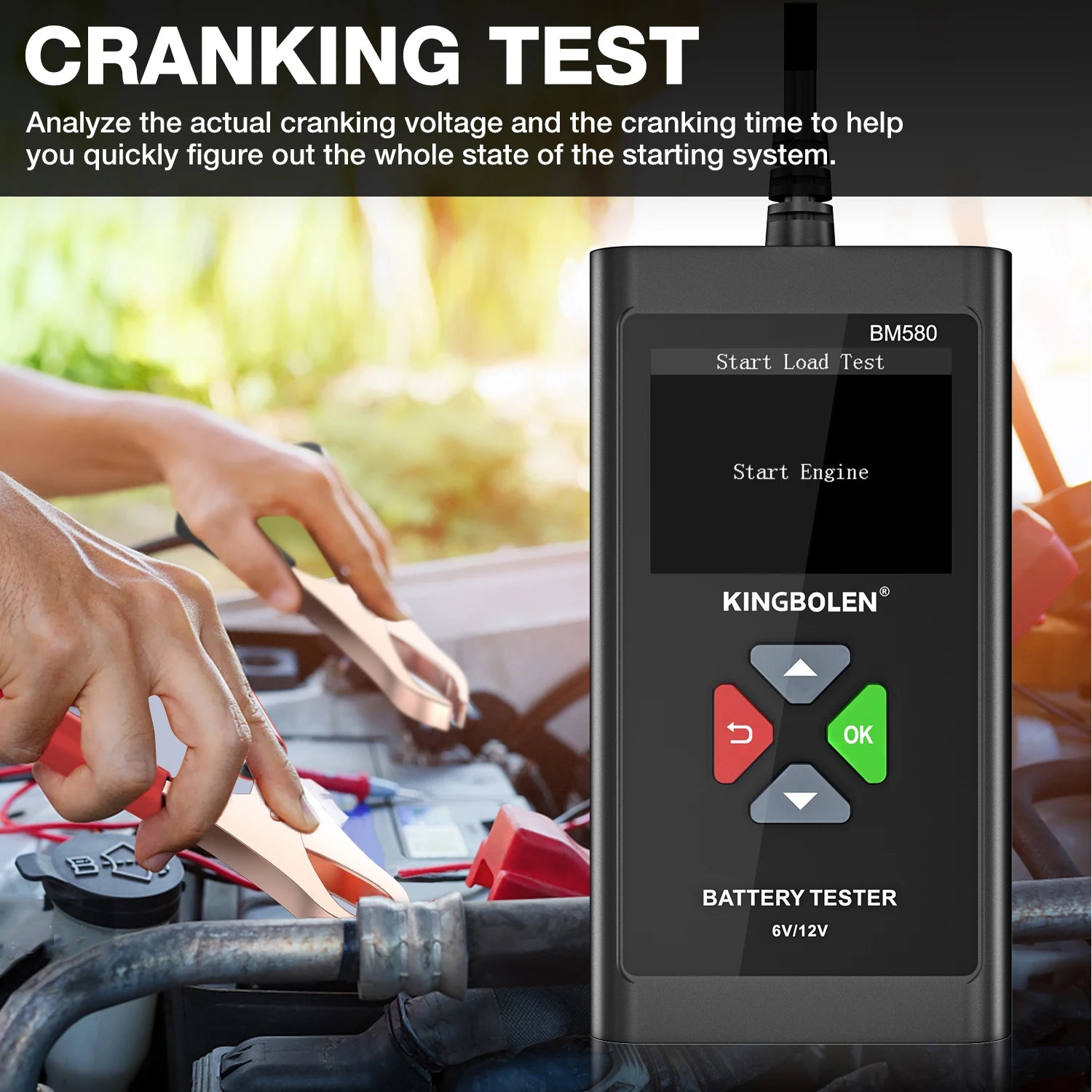 USA EU Warehouse KINGBOLEN BM580 6V 12V Car Battery Tester 100-2000CCA Voltage Tester