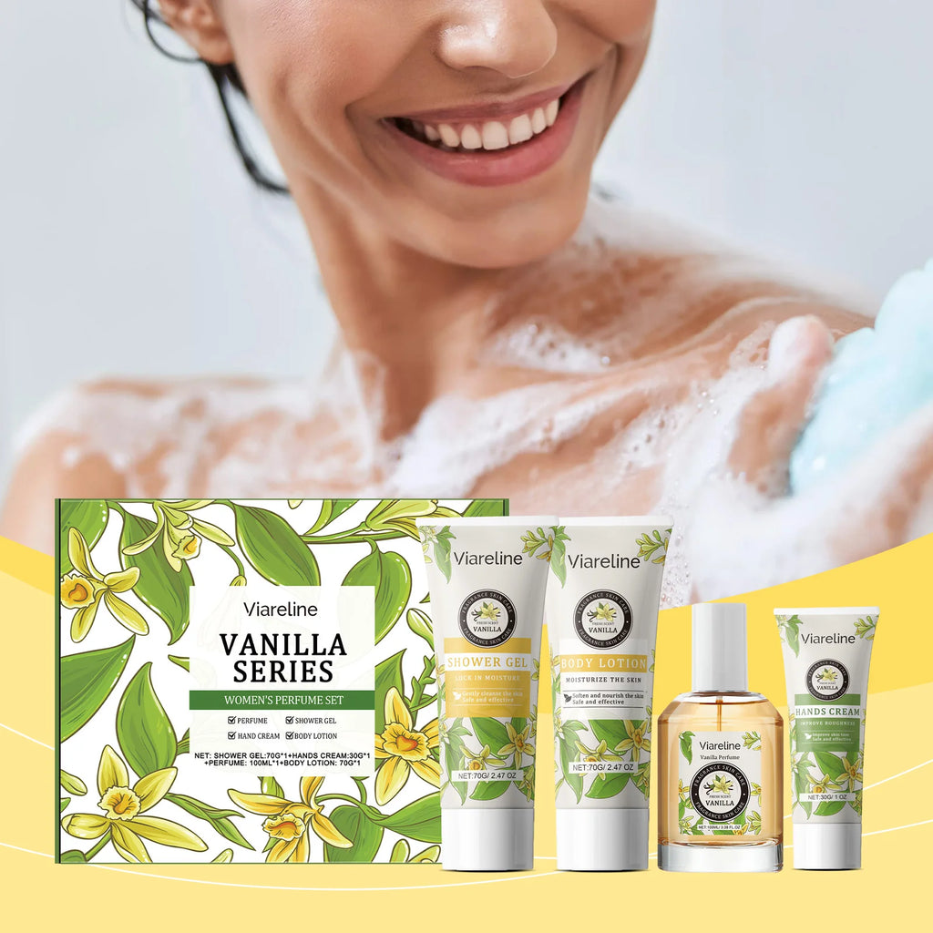 Viareline AHA Infused Perfumed Skin Care Set Refreshing Hydrating & Deep Nourishing for Smooth Skin