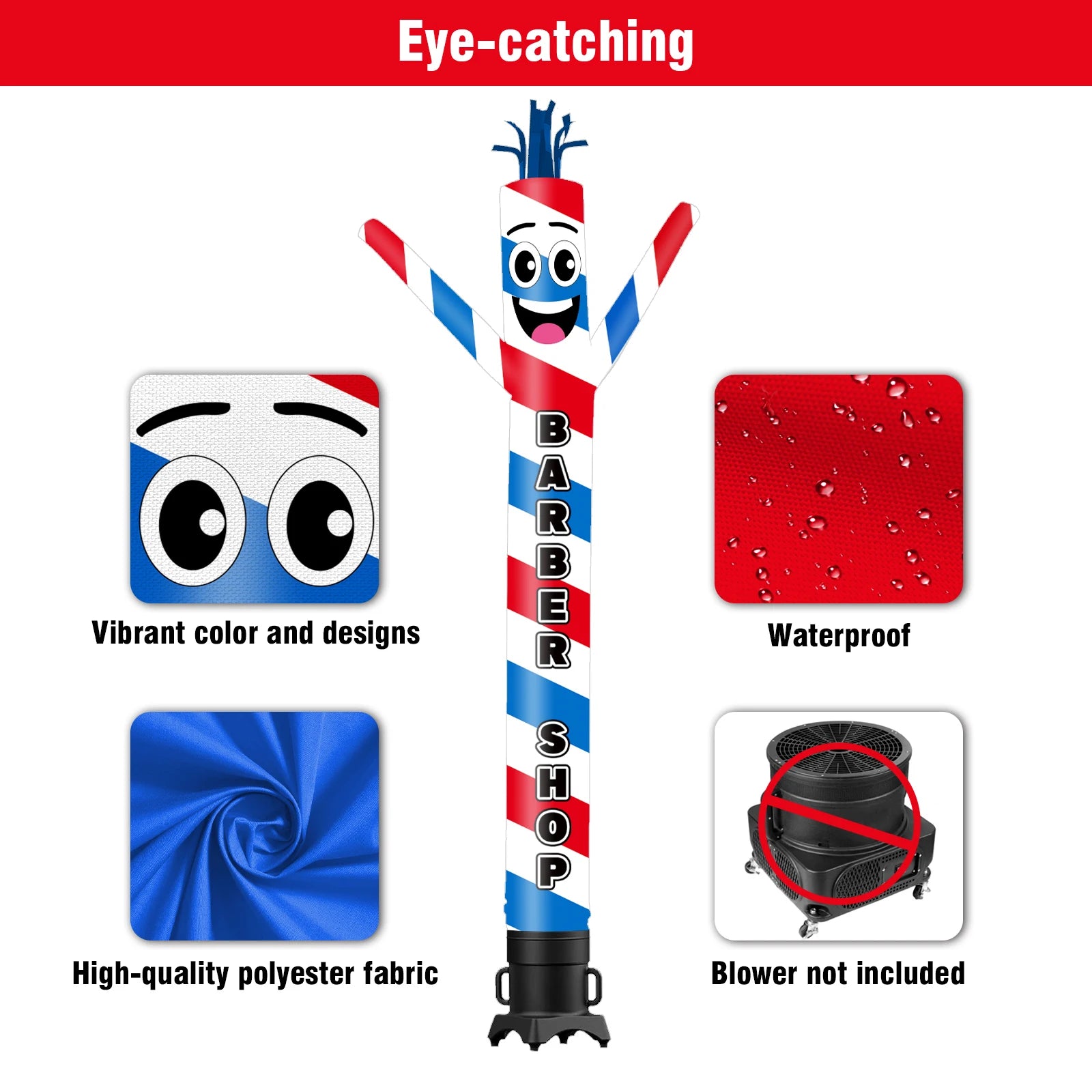 Barber Shop Theme Inflatable Wacky Wave Dancer Tube Man Outdoor Advertising Promotion Digital Air Dancer (Blower Not Included)