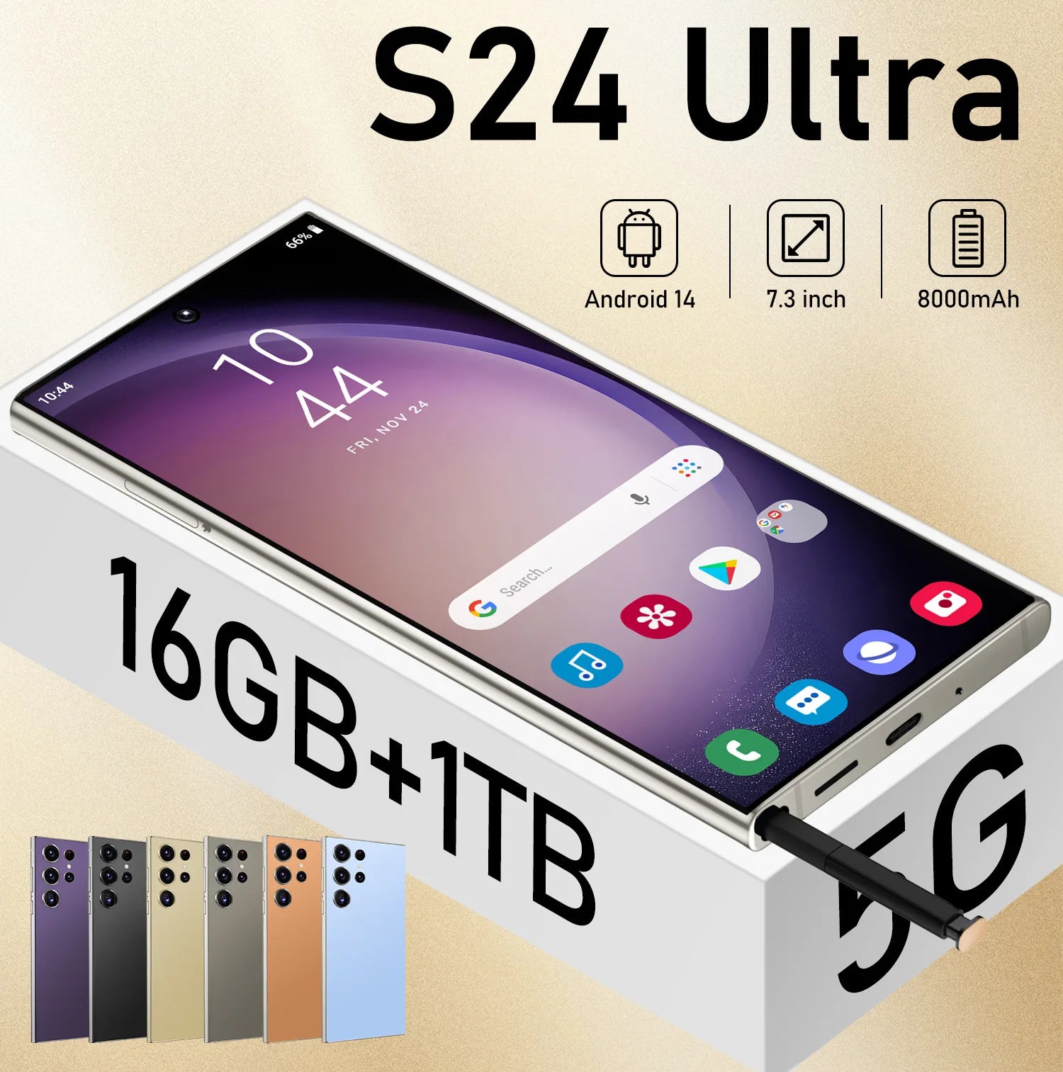 US in Stock S24 Ultra Cross-Border Smartphone Pro Max 5G with Integrated 6.8 Inch Large Screen Built-in Pen Machine (8+256)