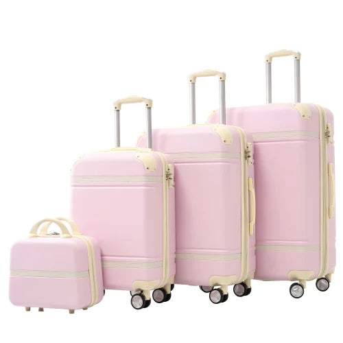 FCJ Lightweight 4-Piece Hardshell Luggage Set 20x24x28 Spinner Suitcase with TSA Lock and Cosmetic Case Polyester Lining