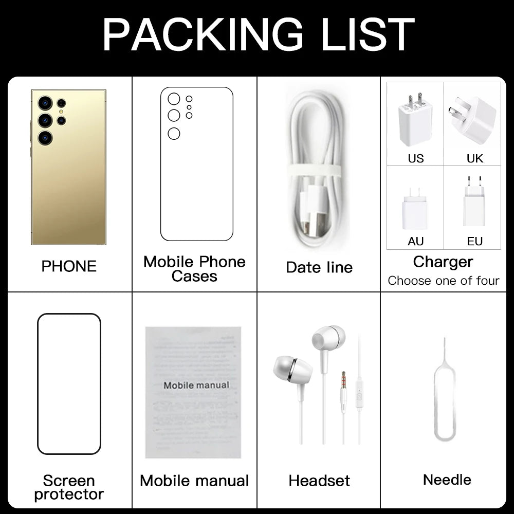 US in Stock S24 Ultra Cross-Border Smartphone Pro Max 5G with Integrated 6.8 Inch Large Screen Built-in Pen Machine (8+256)