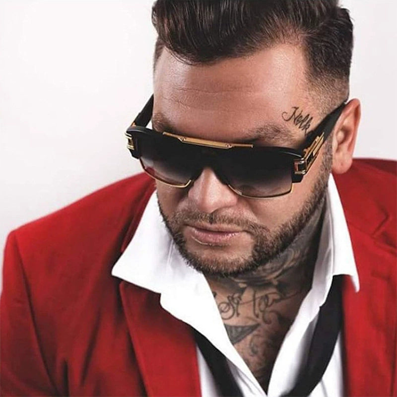 PARTAGAS Retro Men’s Square Sunglasses – Dominant Business Style UV400 Shades, Avant-Garde Anti-UVA/UVB Outdoor Eyewear