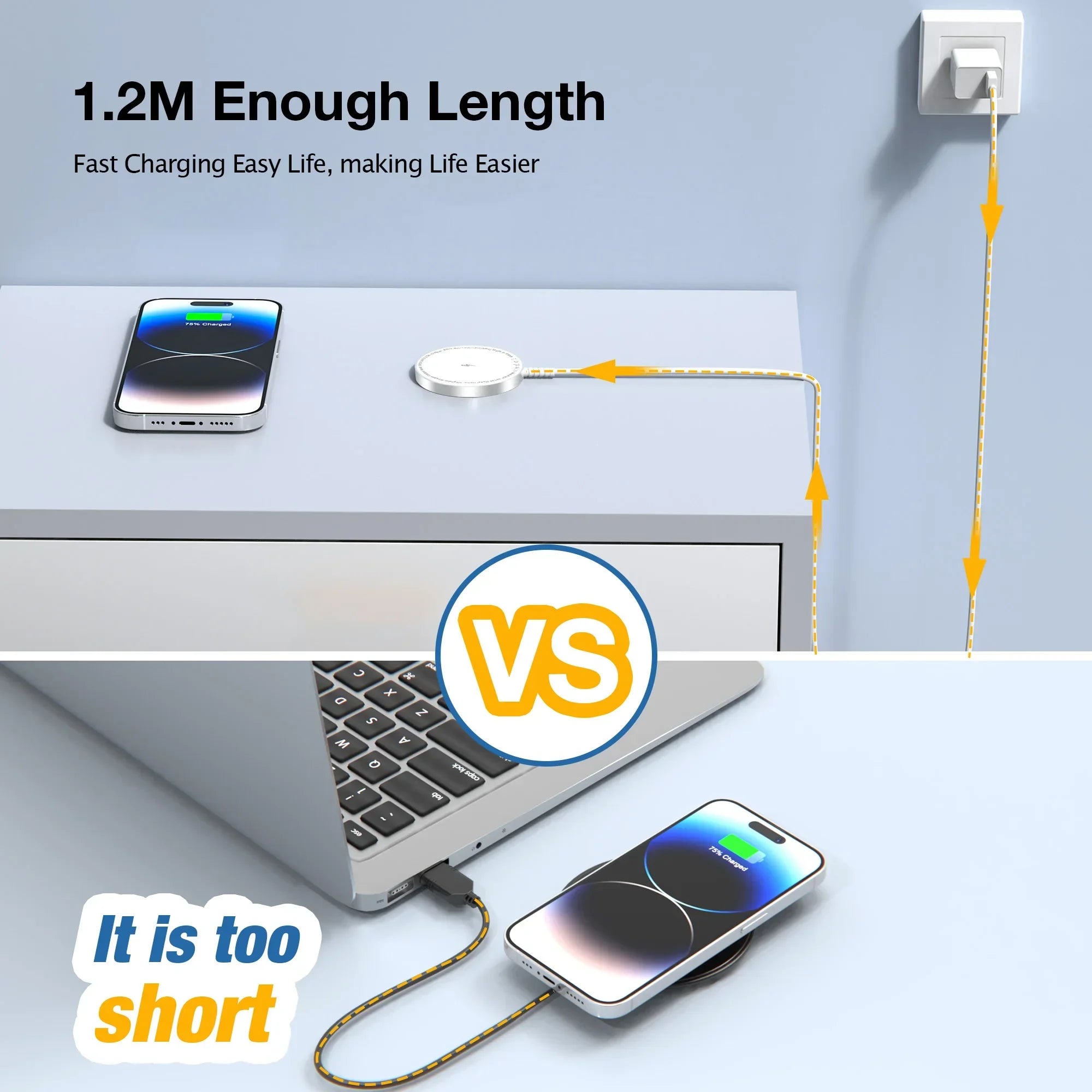 2-Piece Magnetic Secure Wireless Charger Quick Charge, Compatible with iPhone 15 14 13 12 Pro Max Plus and Airpods 2 3 Pro