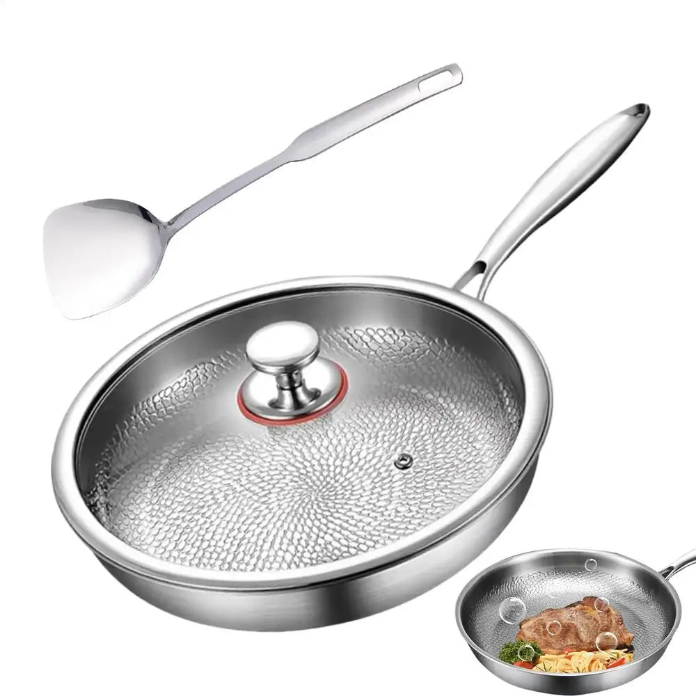 High-end titanium alloy pan household uncoated steak Pancake frying pan non-stick pan gas stove titanium pan Kitchen Cookware