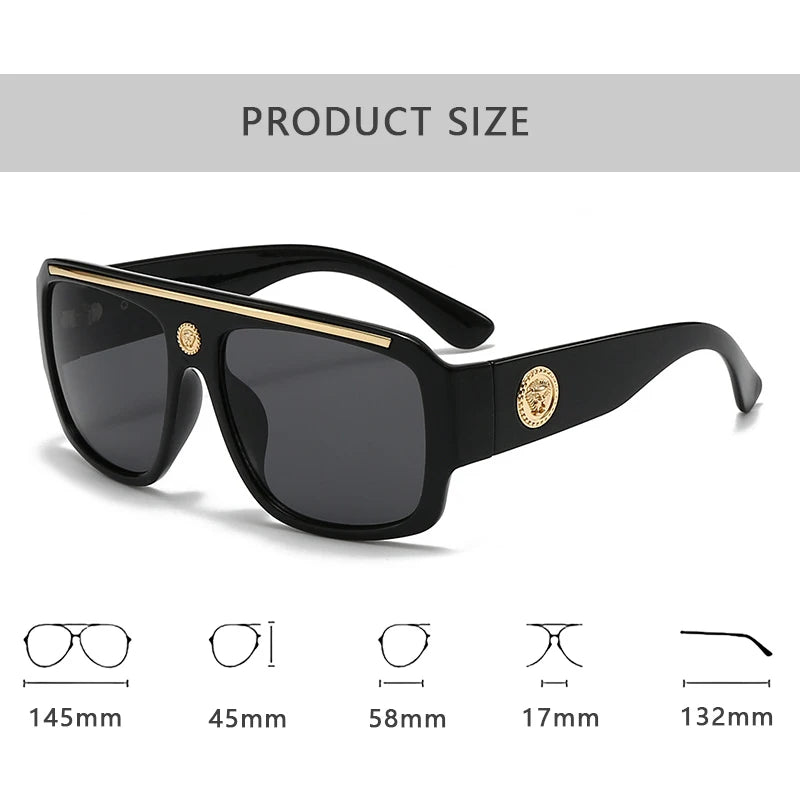 Fashion Brand Luxury Designer Sunglasses Men Women 2025 Oversized Vintage Punk Shades Glasses Summer Travel Outdoor Sunglasses