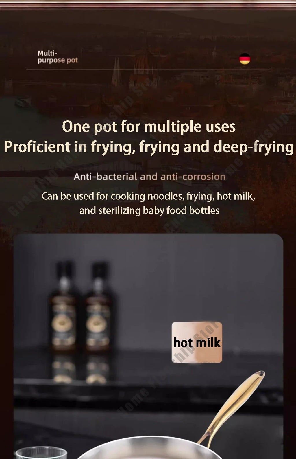 316 Stainless Steel Frying Pan Deepened Wok Non-Stick Skillets Steak Gas Stove Induction Cooker Universal Pan Kitchen Cookware