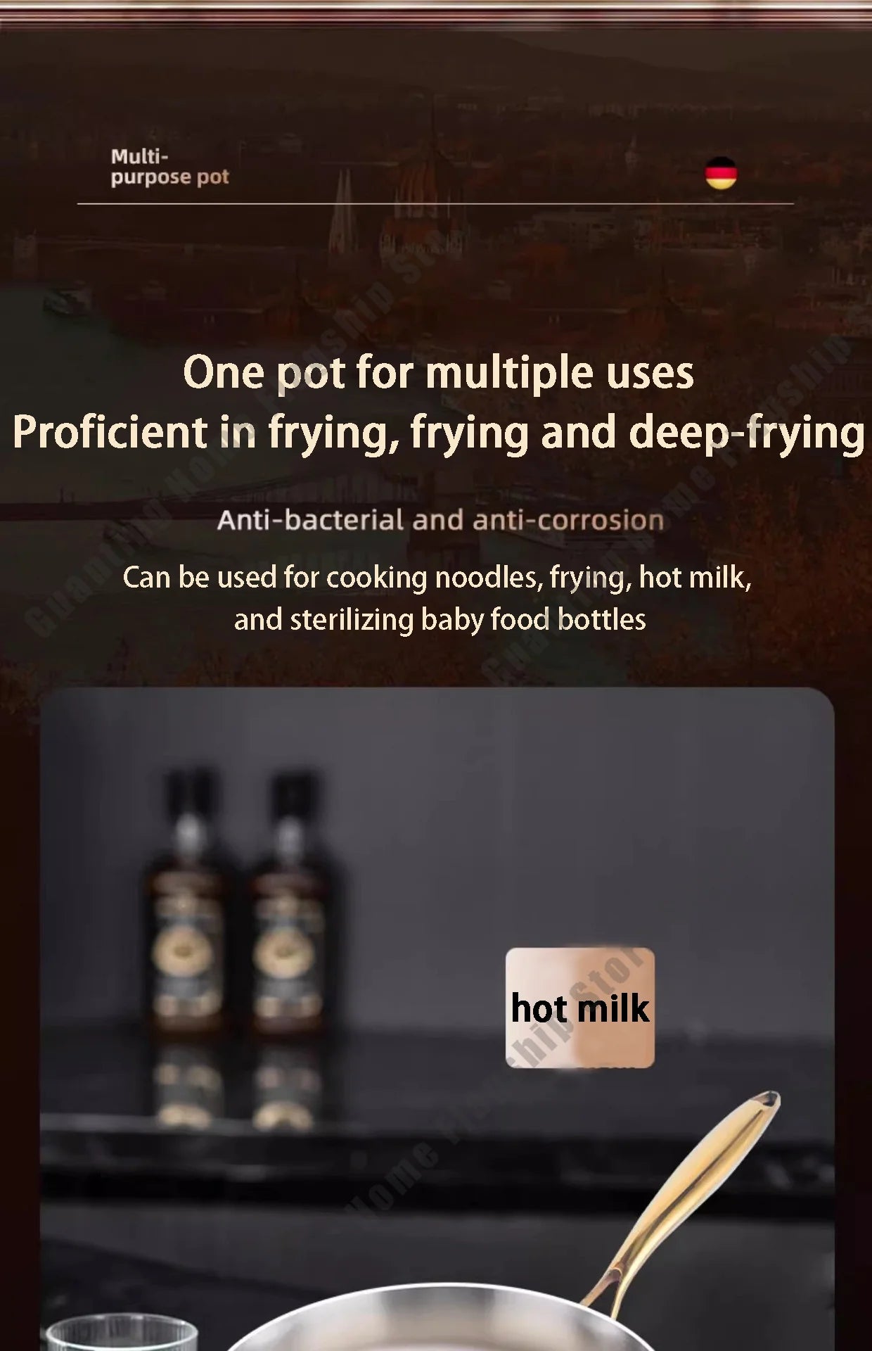 316 Stainless Steel Frying Pan Deepened Wok Non-Stick Skillets Steak Gas Stove Induction Cooker Universal Pan Kitchen Cookware