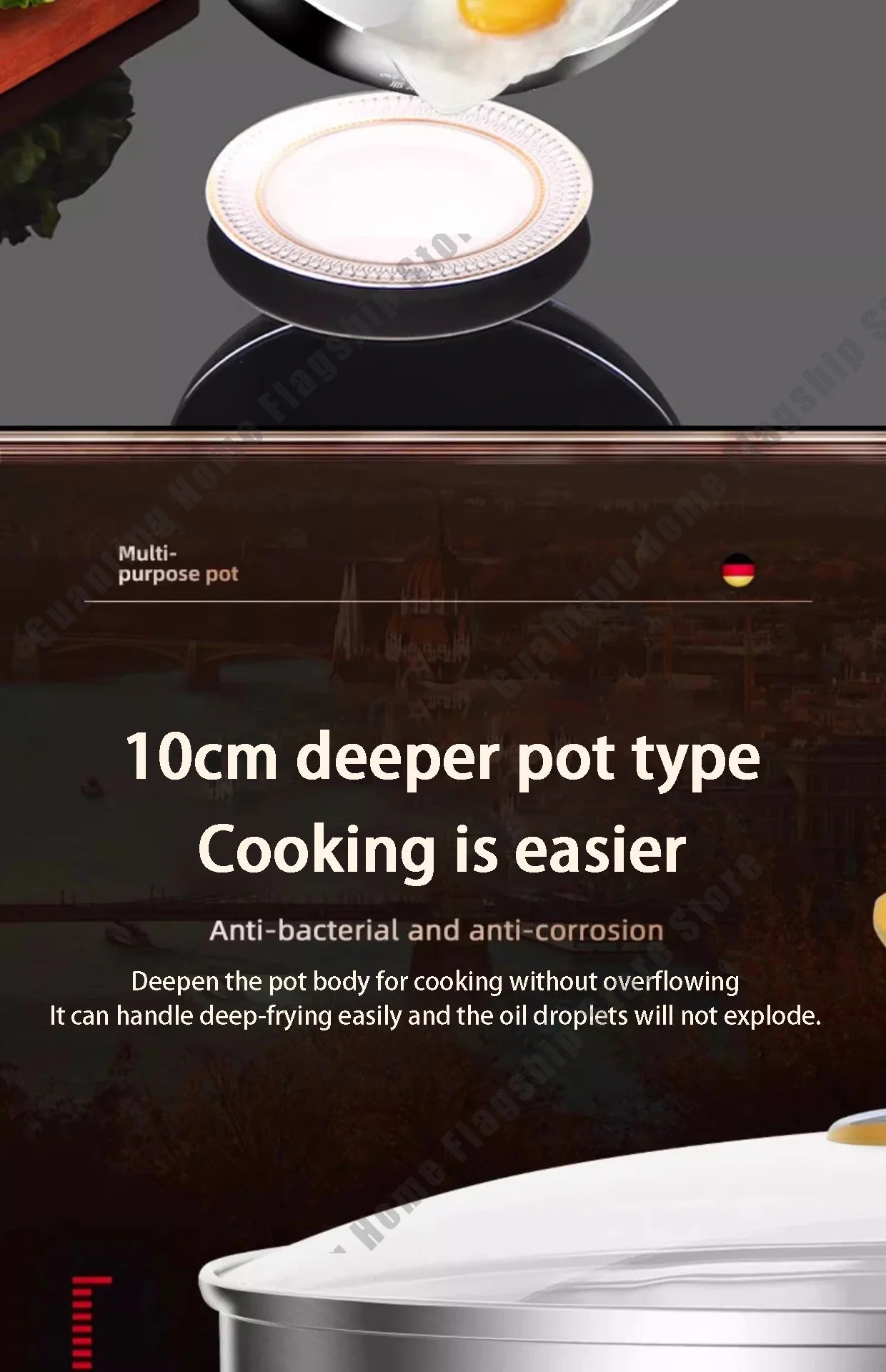 316 Stainless Steel Frying Pan Deepened Wok Non-Stick Skillets Steak Gas Stove Induction Cooker Universal Pan Kitchen Cookware