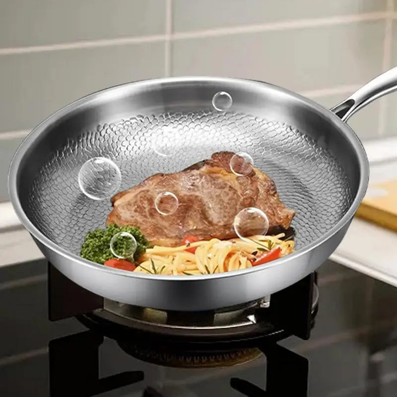 High-end titanium alloy pan household uncoated steak Pancake frying pan non-stick pan gas stove titanium pan Kitchen Cookware