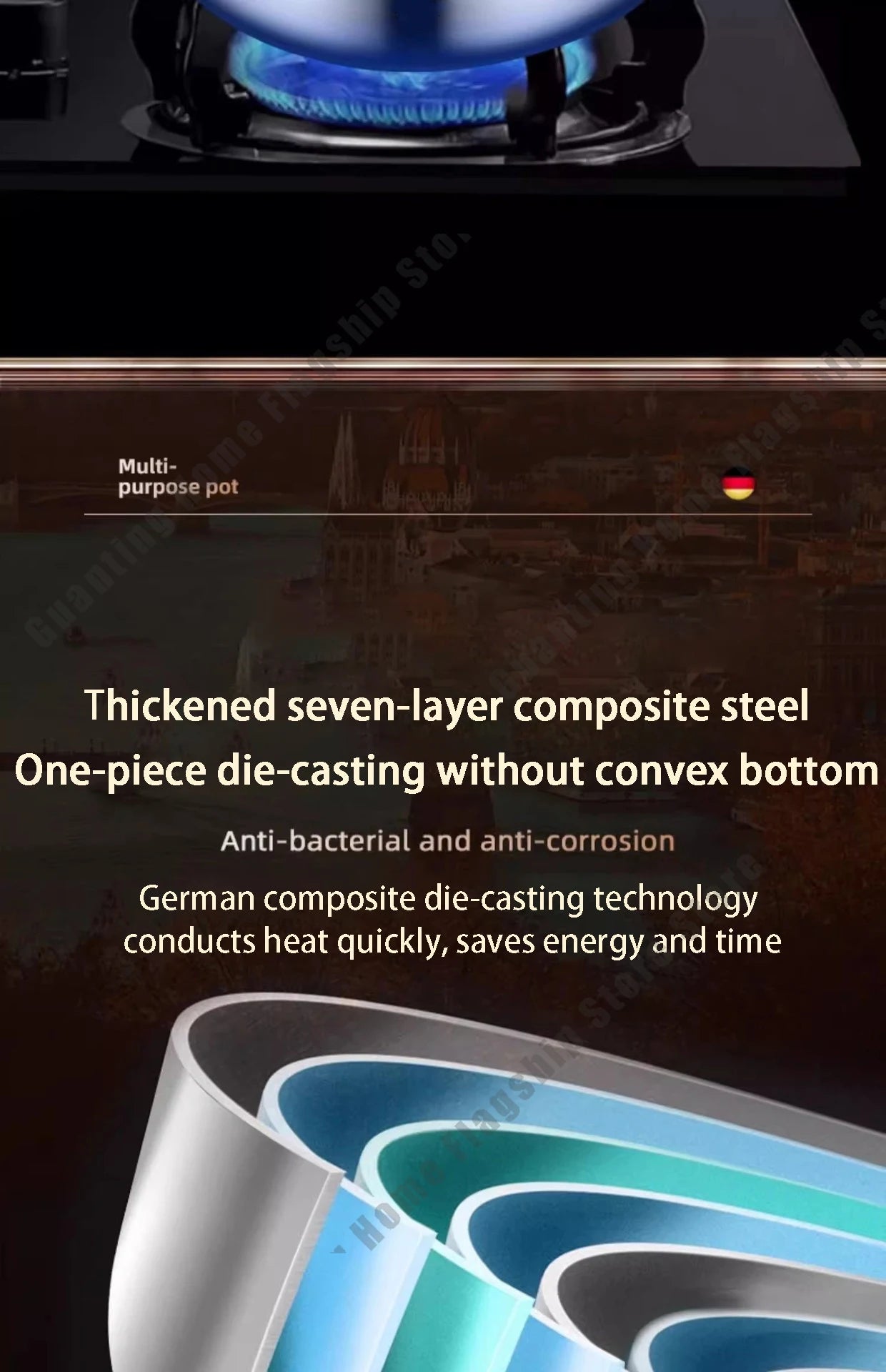 316 Stainless Steel Frying Pan Deepened Wok Non-Stick Skillets Steak Gas Stove Induction Cooker Universal Pan Kitchen Cookware