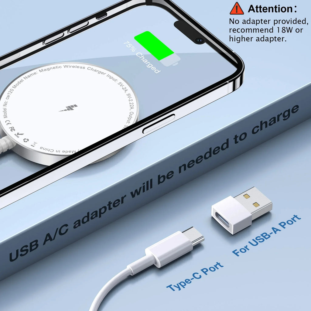 2-Piece Magnetic Secure Wireless Charger Quick Charge, Compatible with iPhone 15 14 13 12 Pro Max Plus and Airpods 2 3 Pro