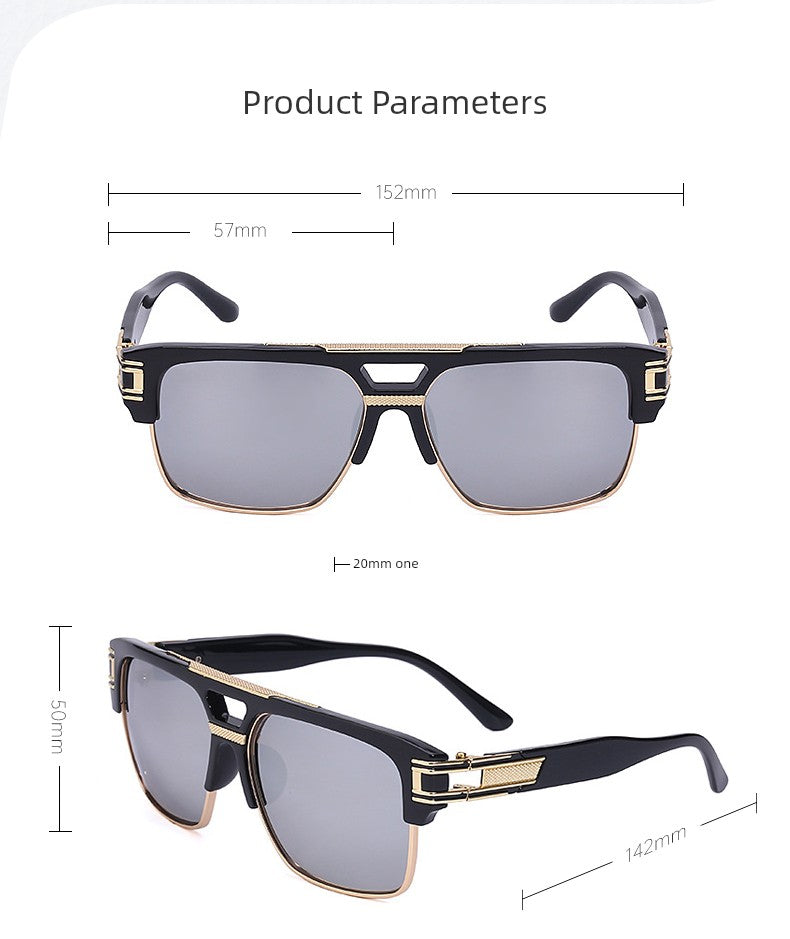 PARTAGAS Retro Men’s Square Sunglasses – Dominant Business Style UV400 Shades, Avant-Garde Anti-UVA/UVB Outdoor Eyewear