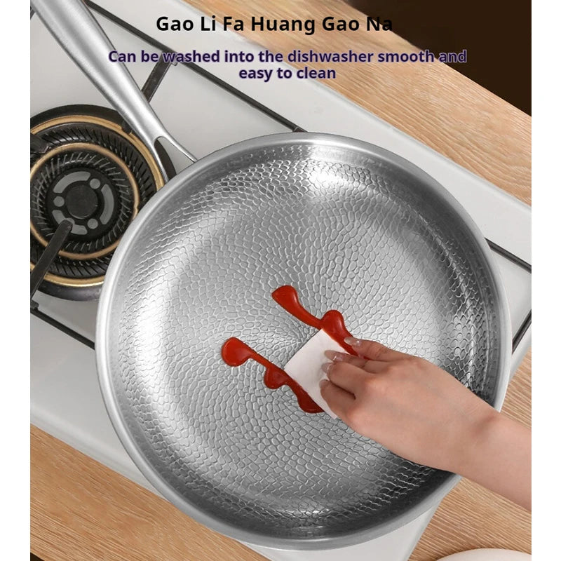 26/28/30cm German Pure Titanium Frying Pan Non-stick Frying Pan Uncoated Fish Scale Hammer Pattern Titanium Alloy Cookware