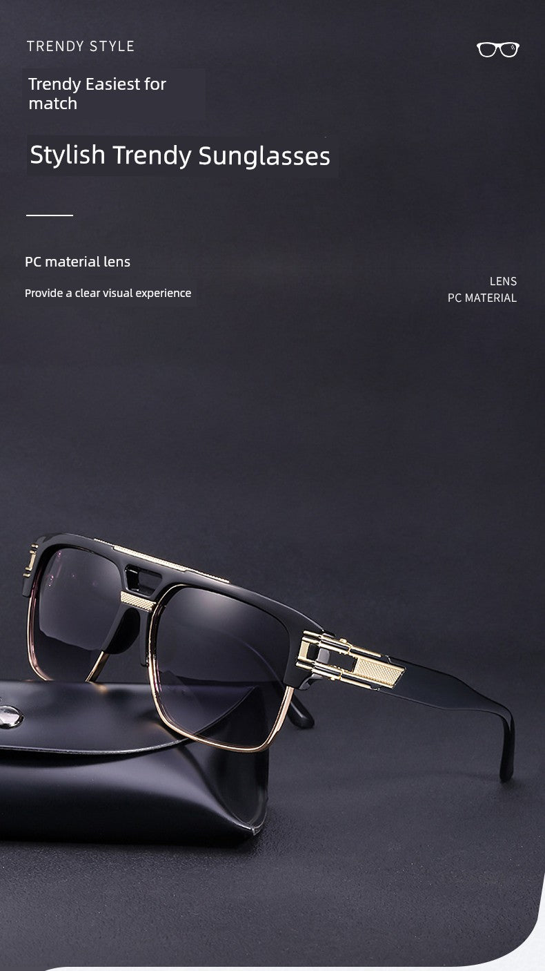 PARTAGAS Retro Men’s Square Sunglasses – Dominant Business Style UV400 Shades, Avant-Garde Anti-UVA/UVB Outdoor Eyewear