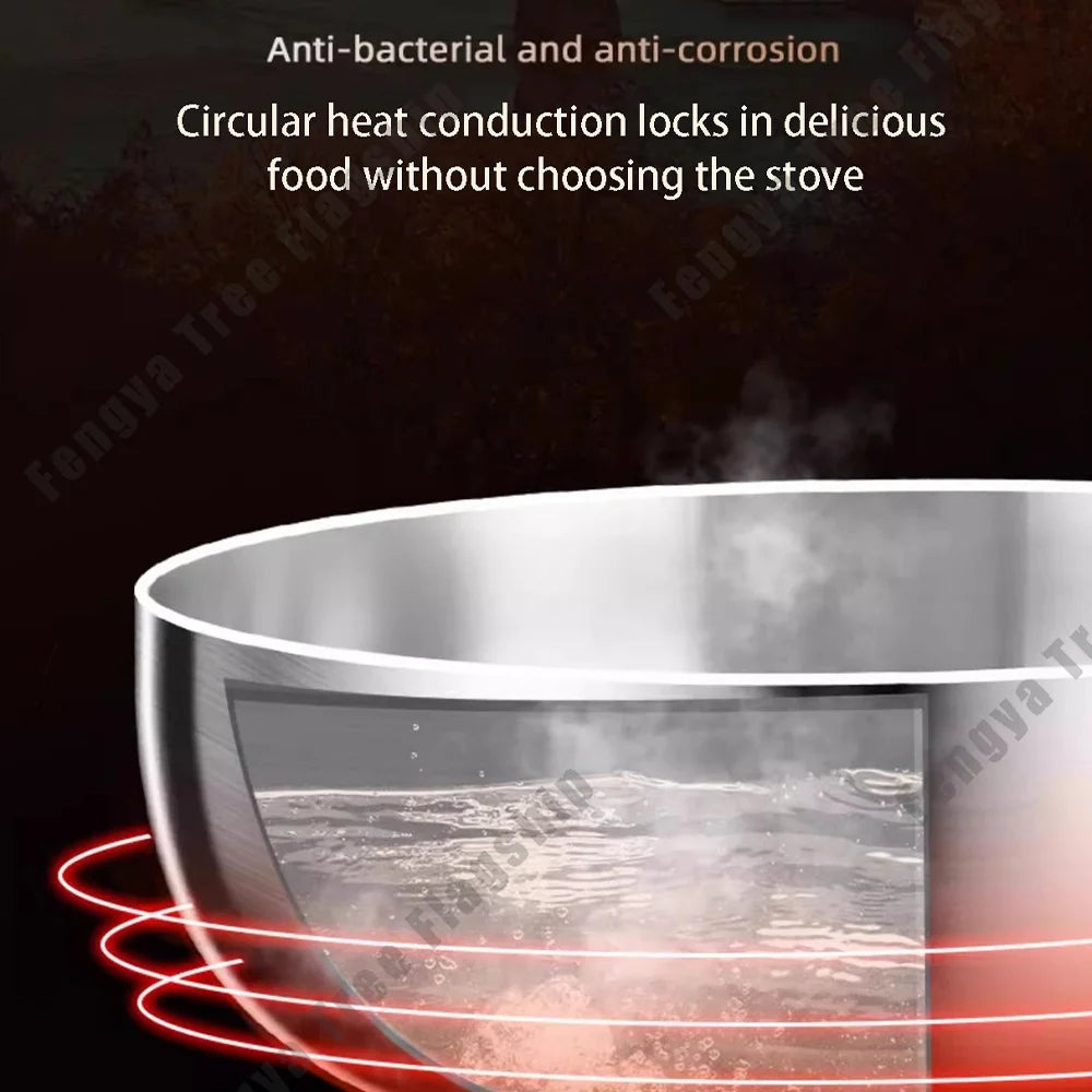 316 Stainless Steel Frying Pan Deepened Wok Non-Stick Skillets Steak Gas Stove Induction Cooker Universal Pan Kitchen Cookware