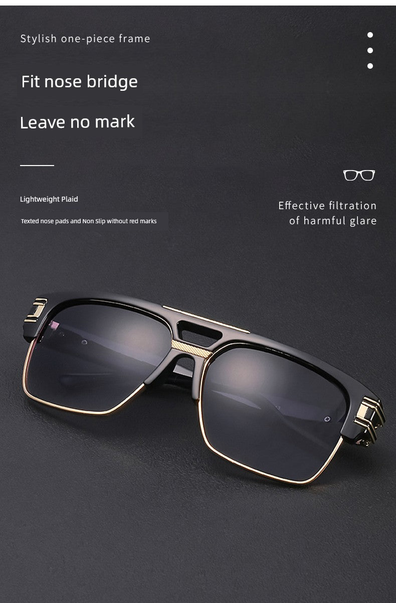 PARTAGAS Retro Men’s Square Sunglasses – Dominant Business Style UV400 Shades, Avant-Garde Anti-UVA/UVB Outdoor Eyewear