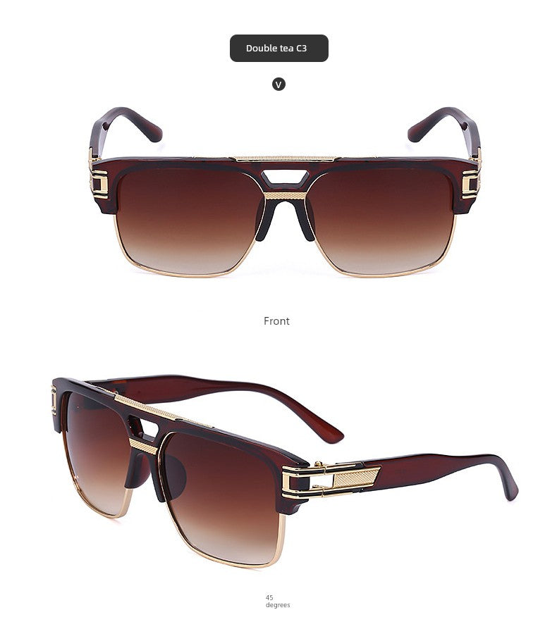 PARTAGAS Retro Men’s Square Sunglasses – Dominant Business Style UV400 Shades, Avant-Garde Anti-UVA/UVB Outdoor Eyewear