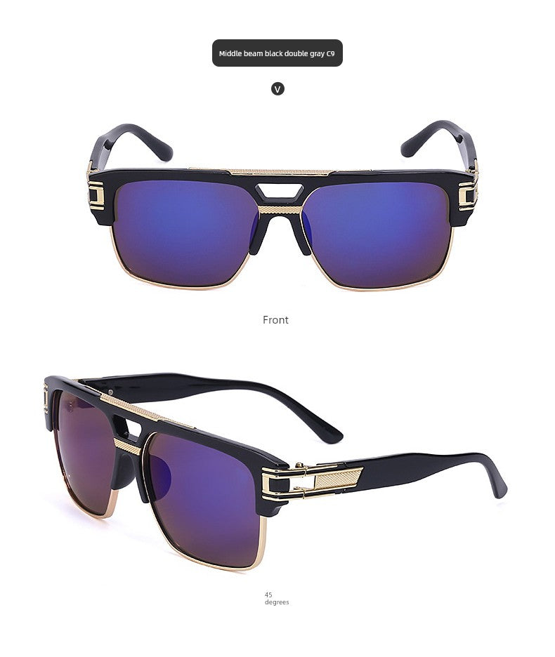 PARTAGAS Retro Men’s Square Sunglasses – Dominant Business Style UV400 Shades, Avant-Garde Anti-UVA/UVB Outdoor Eyewear