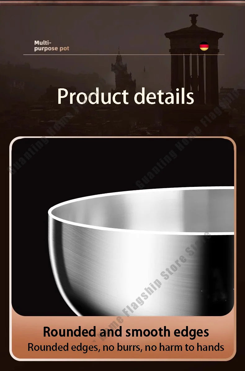 316 Stainless Steel Frying Pan Deepened Wok Non-Stick Skillets Steak Gas Stove Induction Cooker Universal Pan Kitchen Cookware