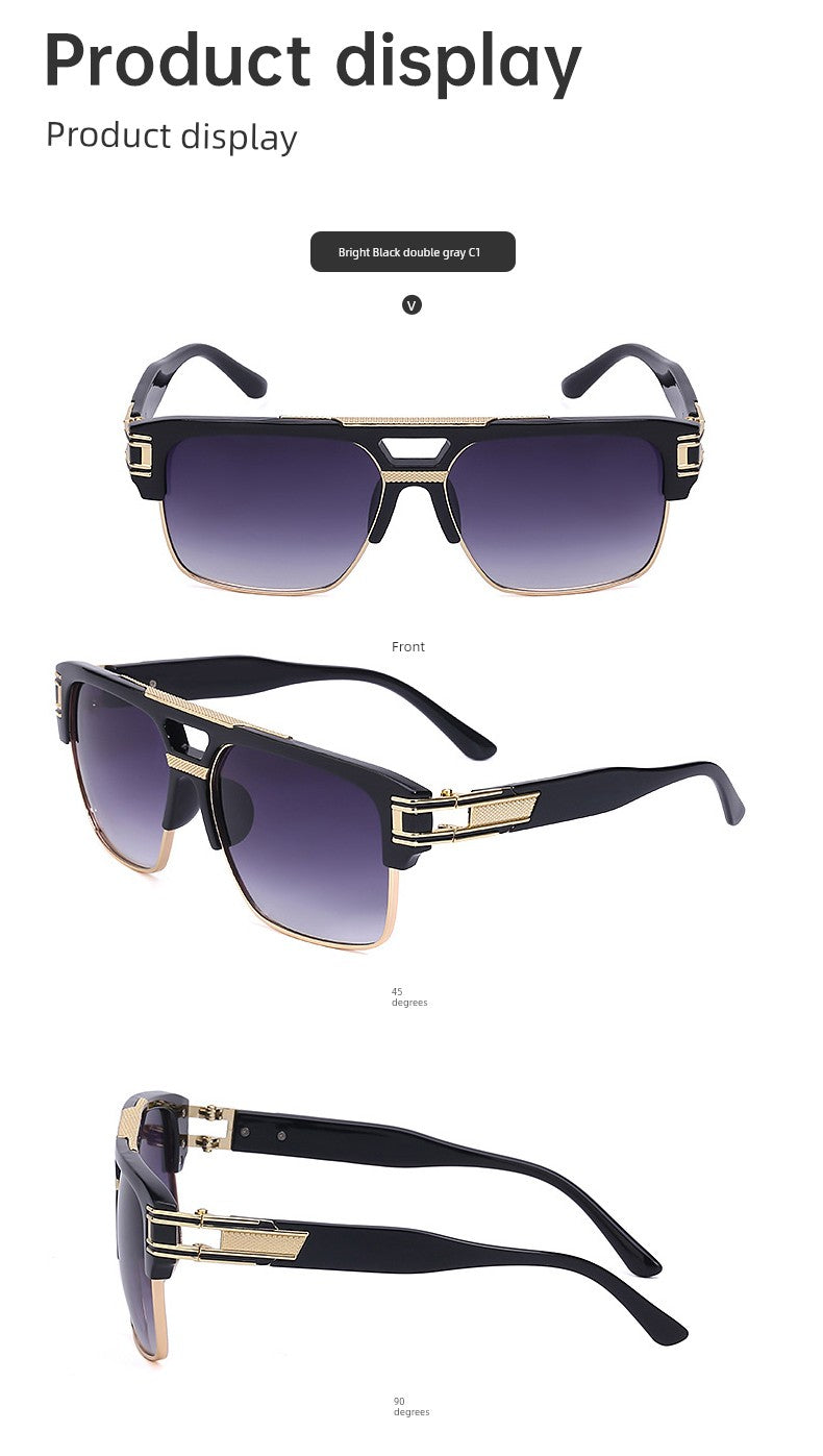 PARTAGAS Retro Men’s Square Sunglasses – Dominant Business Style UV400 Shades, Avant-Garde Anti-UVA/UVB Outdoor Eyewear