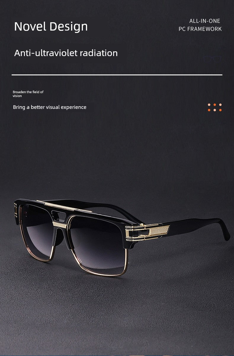 PARTAGAS Retro Men’s Square Sunglasses – Dominant Business Style UV400 Shades, Avant-Garde Anti-UVA/UVB Outdoor Eyewear