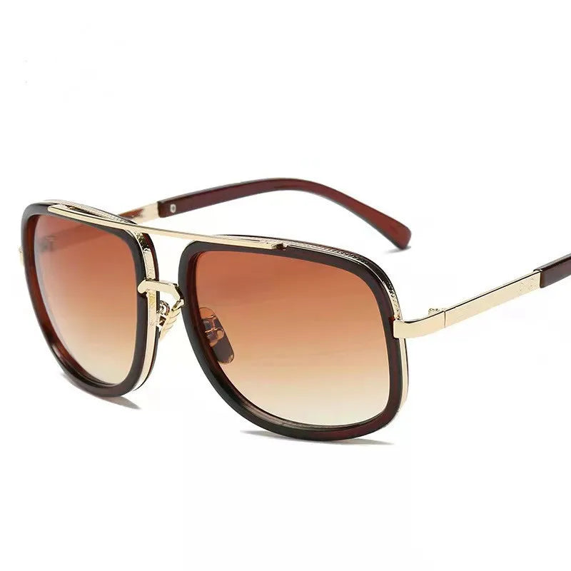 New Fashion Cool UWCYXOM Vintage Pilot Driving Sunglasses for Men – Gradient Brown UV400 Stainless Steel Goggles for Outdoor Summer Style