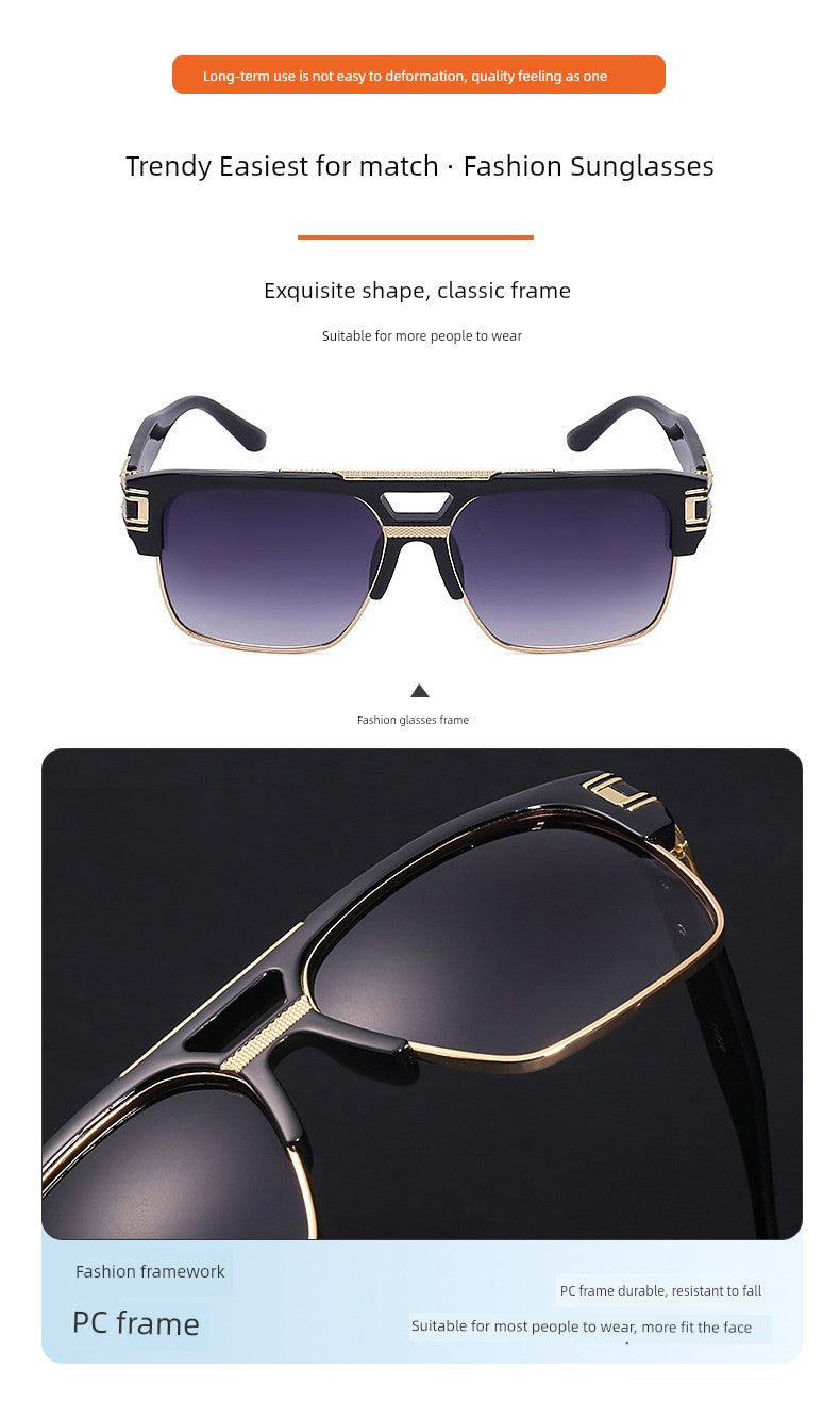 PARTAGAS Retro Men’s Square Sunglasses – Dominant Business Style UV400 Shades, Avant-Garde Anti-UVA/UVB Outdoor Eyewear