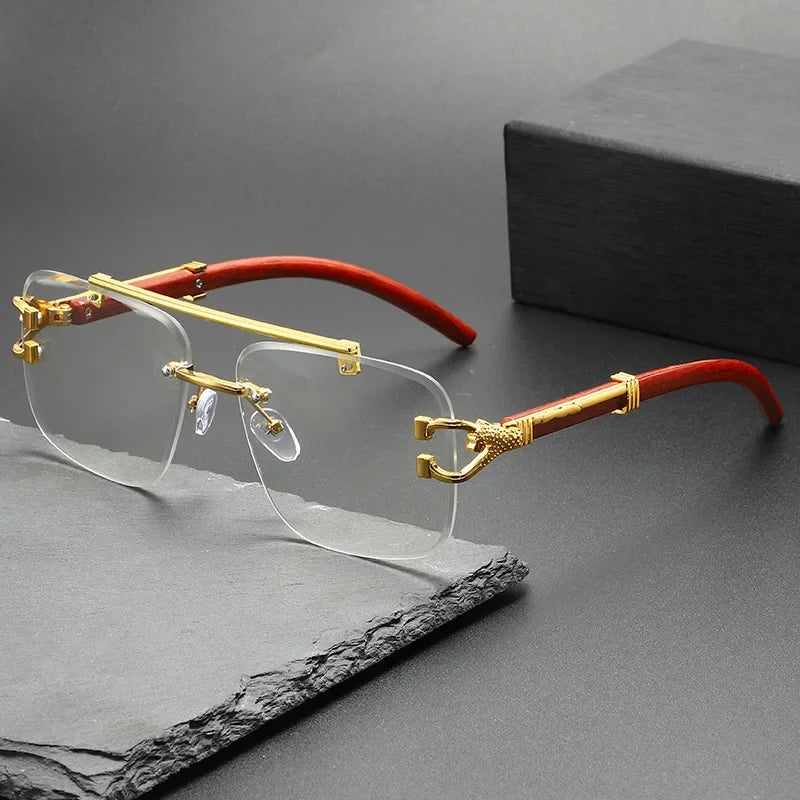 Strautina Fashion Rimless Pilot Sunglasses for Women – Luxury Square Driving Eyewear with Alloy Frame & UV400 Protection for Travel & Outdoor