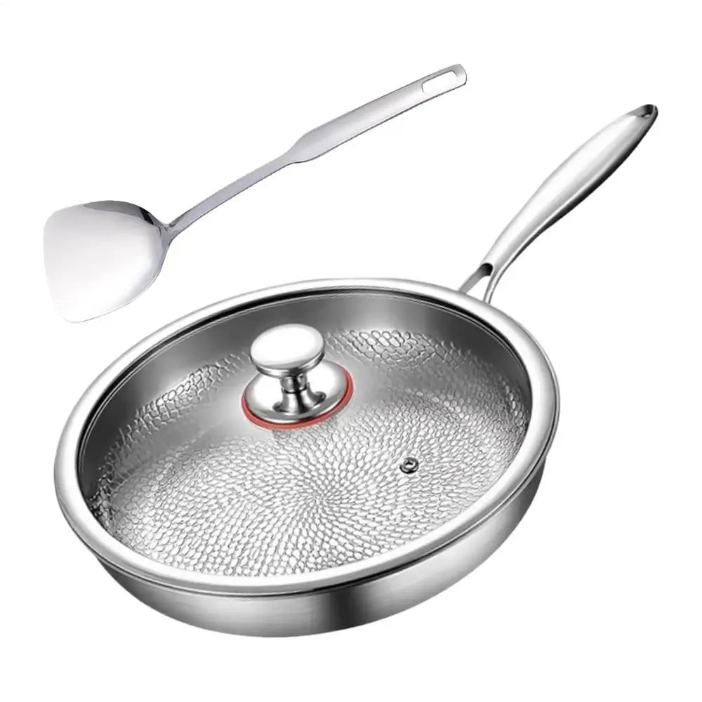 High-end titanium alloy pan household uncoated steak Pancake frying pan non-stick pan gas stove titanium pan Kitchen Cookware