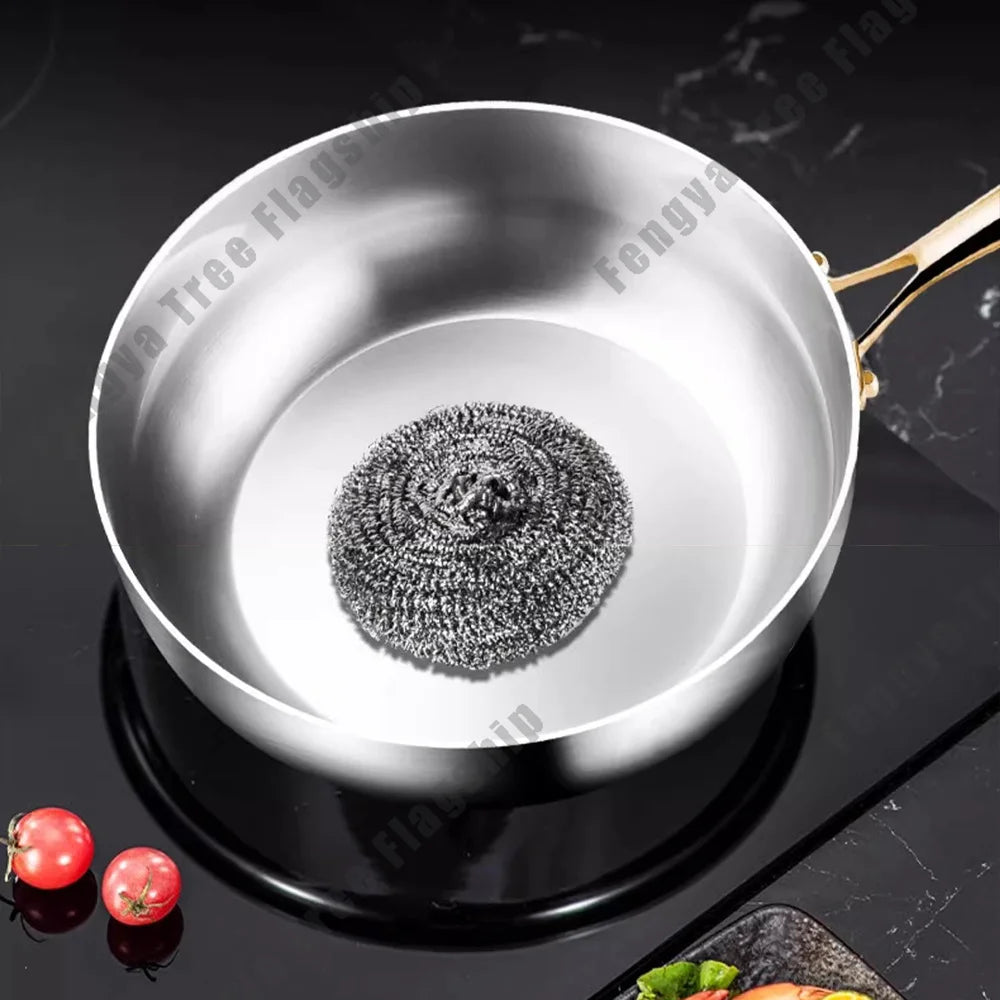 316 Stainless Steel Frying Pan Deepened Wok Non-Stick Skillets Steak Gas Stove Induction Cooker Universal Pan Kitchen Cookware