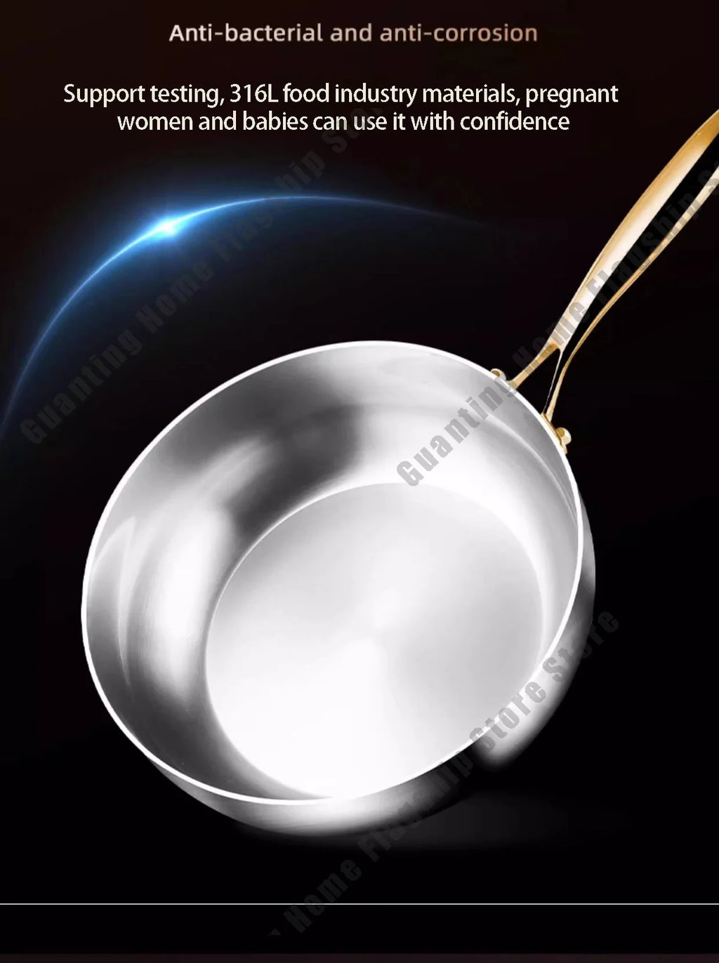 316 Stainless Steel Frying Pan Deepened Wok Non-Stick Skillets Steak Gas Stove Induction Cooker Universal Pan Kitchen Cookware