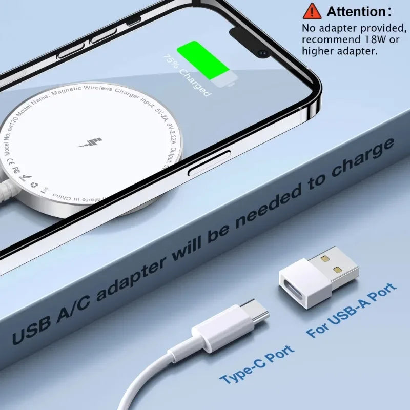 2-Piece Magnetic Secure Wireless Charger Quick Charge, Compatible with iPhone 15 14 13 12 Pro Max Plus and Airpods 2 3 Pro
