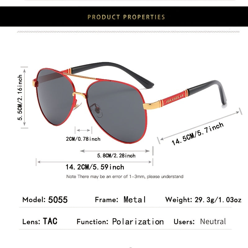 2pcs Polarized Metal Fashion Sunglasses for Men and Women. Classic Elliptical Frame Design. High-definition Sun Protection Sunglasses That Block UV Rays. Suitable for Daily Leisure, Outdoor Activities, Fishing, Travel, And Pa