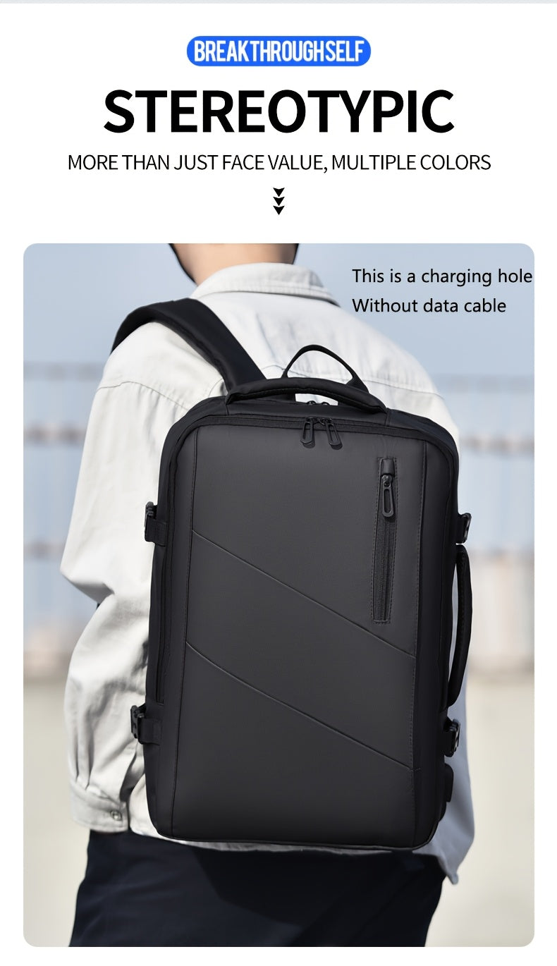 WEIXIER Unisex Large Capacity Travel Backpack – PU Leather Dual-Shoulder Bag with Horizontal Handle, Expandable Compartment & Independent Laptop Sleeve for Work, School & Weekend Trips