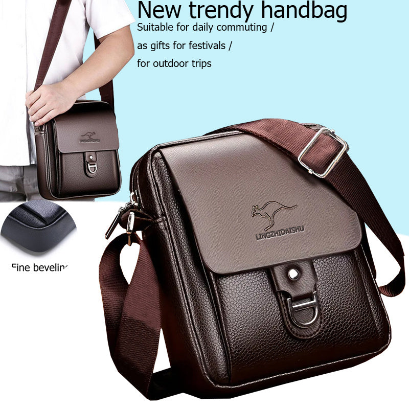 Unisex Black Crossbody Bag with Adjustable Strap – Compact PU Leather Vertical Shoulder Messenger Bag for Men & Women, Casual & Business Travel