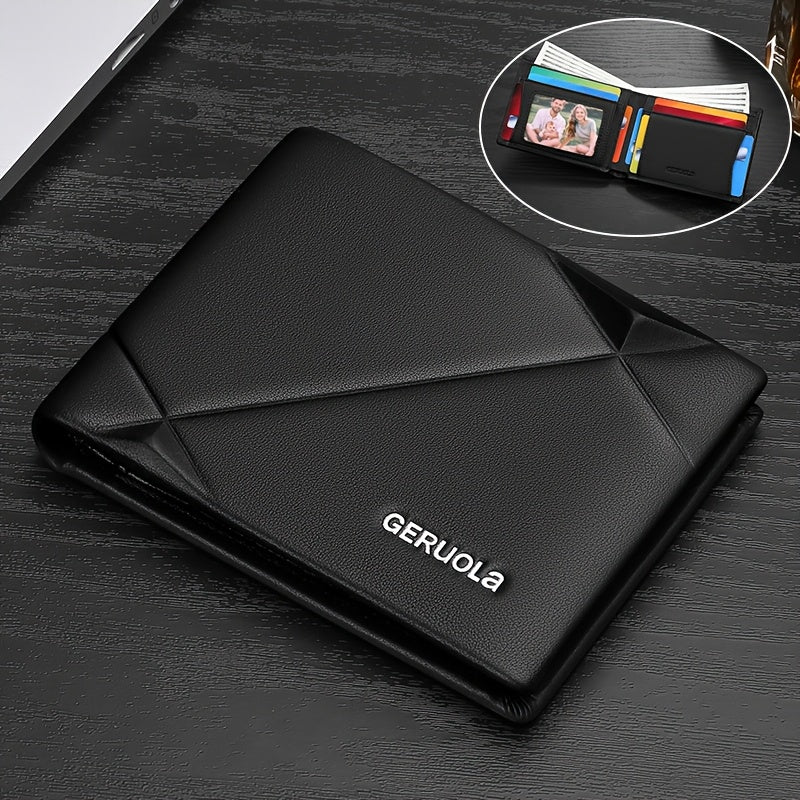 GERUOLA Men’s Genuine Leather Short Wallet – Top-Grain Cowhide RFID Blocking Credit Card Holder with Large Capacity Card Slots, Perfect Gift for Business, Office, Commute & Holidays