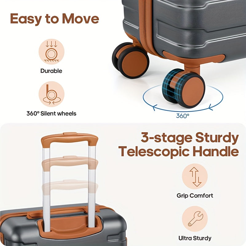 Luggage Sets 3pcs, Carry On Luggage 20 Inch With Spinner Wheels, PC Hardside Suitcase Set With TSA Lock, Durable Carry On Suitcase With Travel Backpack For Men Women