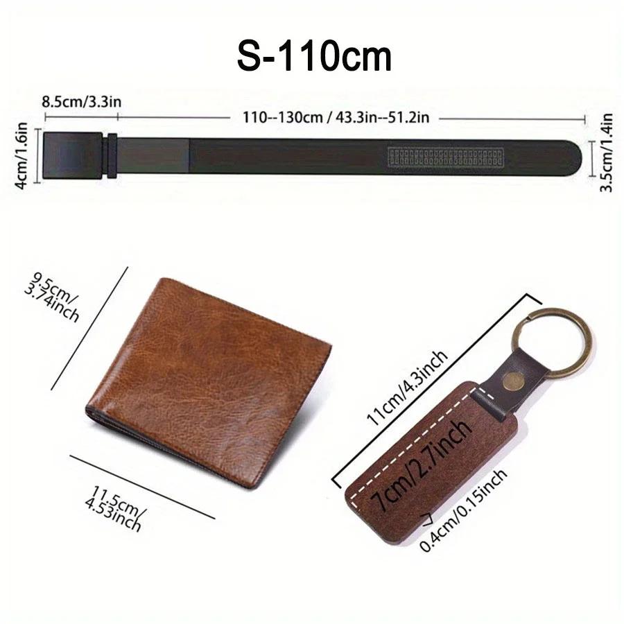 3pcs Customized Men’s Wallet, Belt & Pendant Keychain Gift Set – Vintage PU Leather with Large Name Personalization – Durable Daily Use Accessories for Father’s Day & Birthday Gifts