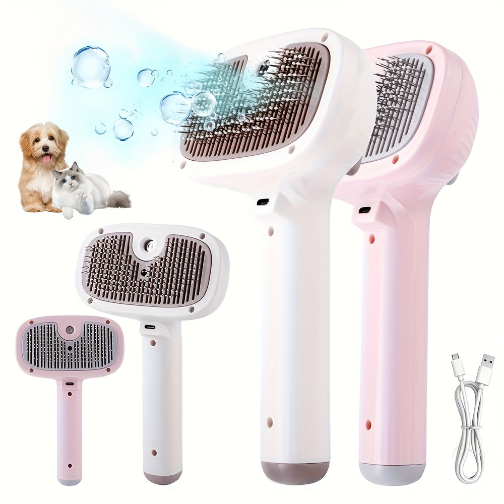 2-in-1 Pet Water Spray & Hair Removal Comb – USB Rechargeable Grooming Brush for Cats & Dogs, Long & Short Hair, Luster-Enhancing, Multi-Functional Cleaner