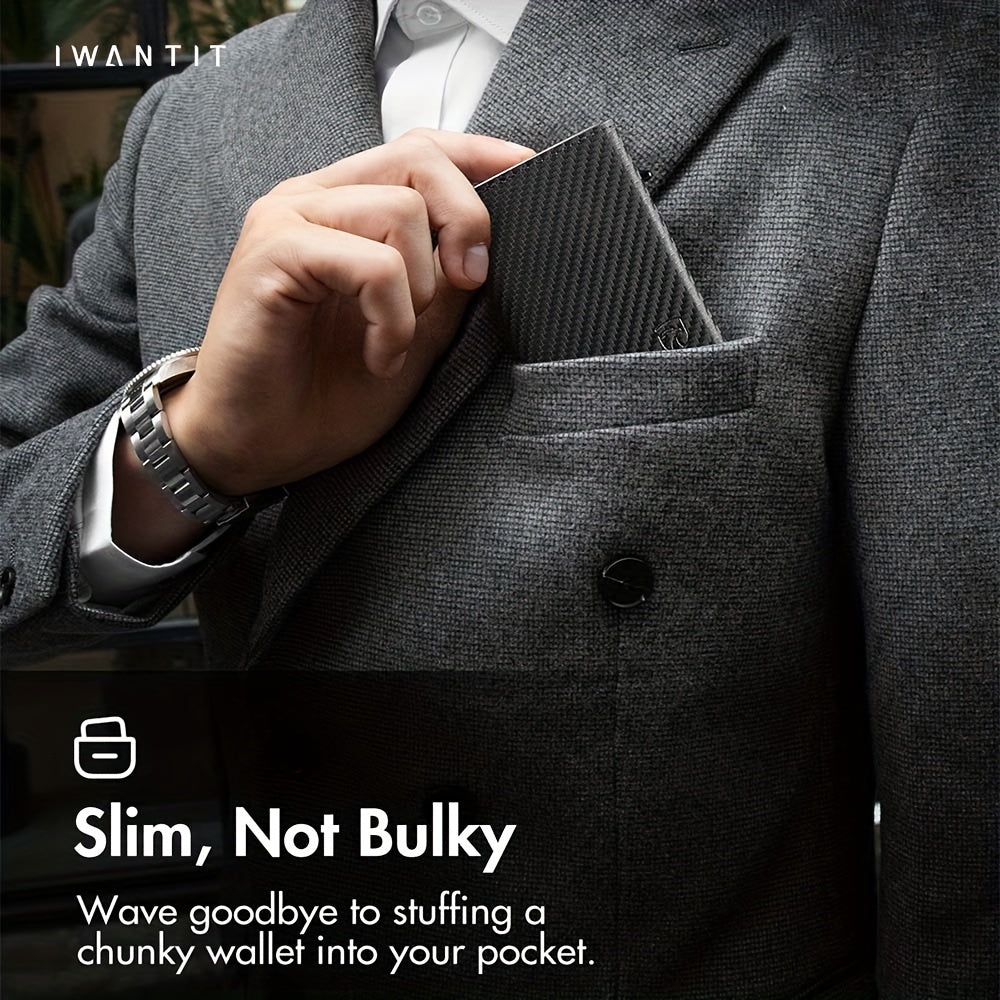 Men's Minimalist Wallet with Credit Card Holder, Premium Full Grain Leather, Smart Pop-up Design, Slim Trifold Wallet, RFID Protection, Front Pocket, ID Window, Father's Day wallet (No Airtag Included)